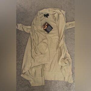 IMAN Global Chic Beige Draped Open Front Cardigan Size M NWT